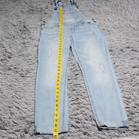 Justice Jeans Overalls Teens Juniors 12 Womens Light‎ Blue Denim Skinny Cuffed - Picture 11 of 16